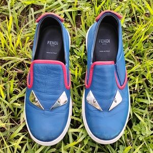 Fendi Kids Blue Slip-On Shoes Size Us 3.5